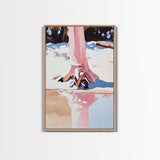 Snow Reflection, Winter Scene, Tranquil Landscape, Framed Canvas Print, Nature Wall Art, Cozy Home Aesthetic, Warm Neutrals