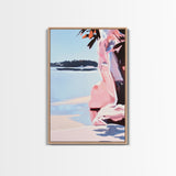 Sunset Glow, Nature Wall Art, Beach Scene, Serene Painting, Warm Pastel Colors, Framed Canvas Print, Bedroom Wall Decor, Gift