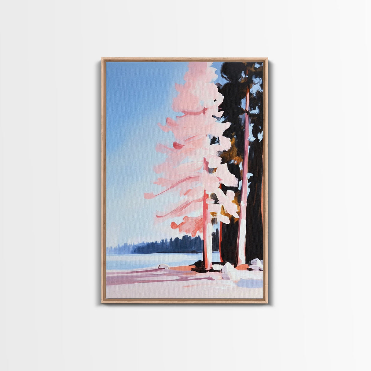 Pink Reflection, Modern Wall Art, Minimalist Decor, Aesthetic Print, Abstract Painting, Framed Canvas Print, Boho Bedroom Art, Gift