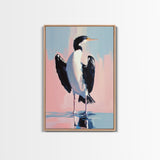 Coastal Bird Art, Modern Seabird Painting, Pastel Beach Decor, Contemporary Animal Print, Framed Canvas Print, Living Room Wall Art