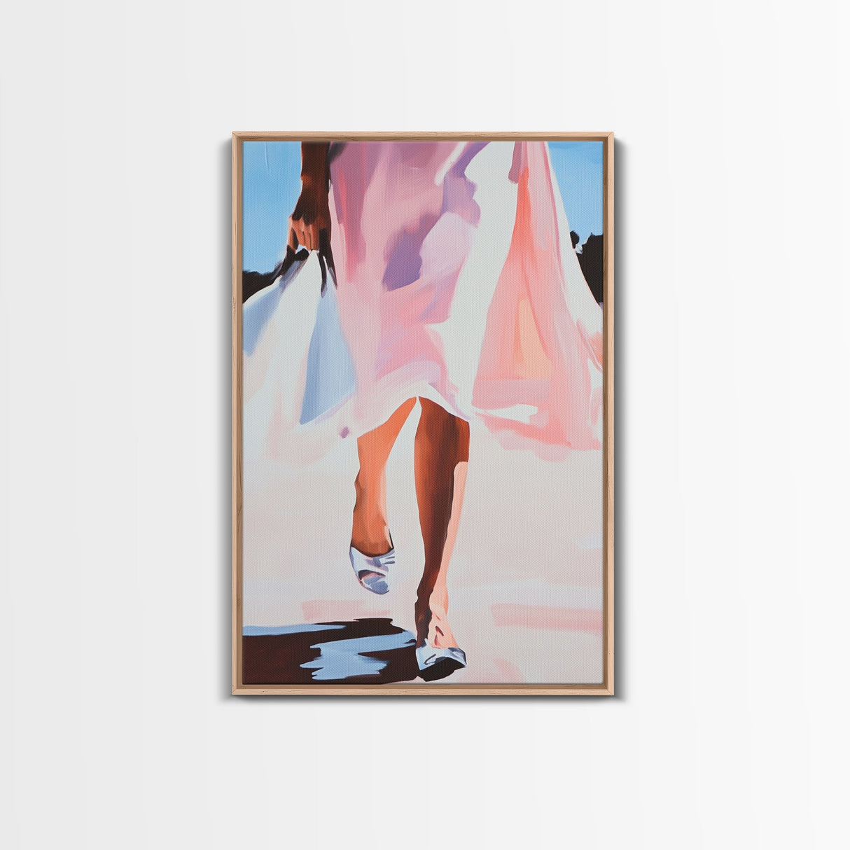 Elegant Woman Art, Fashion Illustration, Minimalist Feminine Painting, Pink Aesthetic Decor, Framed Canvas Print, Bedroom Wall Art