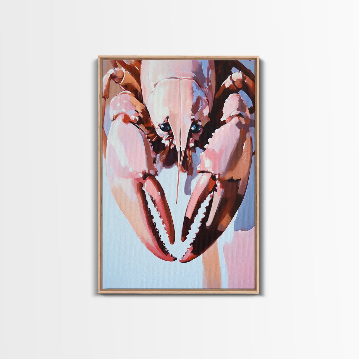 Lobster Painting, Nautical Kitchen Art, Coastal Seafood Decor, Bold Modern Artwork, Framed Canvas Print, Beach House Wall Art