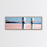 Beach Fence, Coastal Barrier, Ocean Landscape, Framed Canvas Print, Minimalist Seaside Art, Nautical Wall Decor, Summer Home Artwork