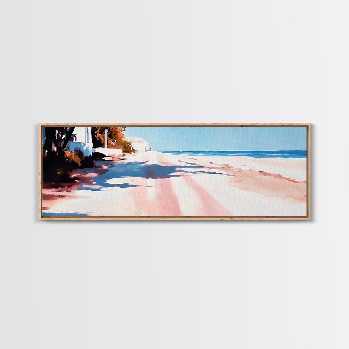 Coastal Path, Serene Seascape, Tropical Getaway, Warm Beach Scene, Canvas Print, Living Room Wall Art, Modern Coastal Decor