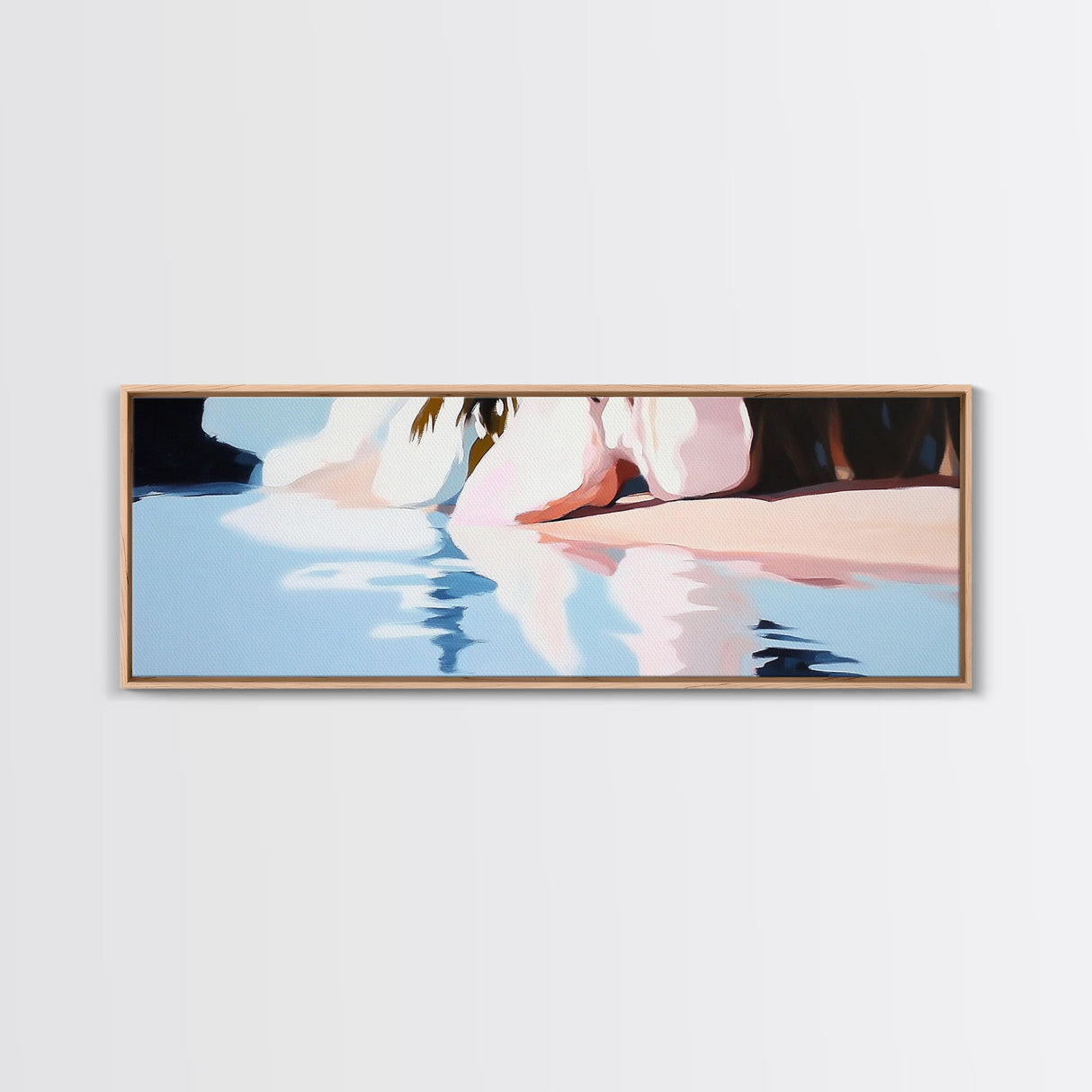 Water Reflection, Feminine Silhouette, Surreal Dreamscape, Pastel Painting, Canvas Print, Bedroom Wall Art, Modern Aesthetic Decor