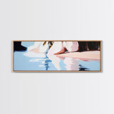 Water Reflection, Feminine Silhouette, Surreal Dreamscape, Pastel Painting, Canvas Print, Bedroom Wall Art, Modern Aesthetic Decor
