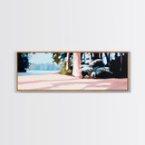 Forest Path, Sunlit Trees, Serene Nature, Framed Canvas Print, Tranquil Wall Art, Modern Landscape, Living Room Art, Cozy Decor