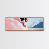 Pink Dress, Mountains, Canvas Print, Romantic Wall Art, Minimalist Painting, Bedroom Decor, Feminine Art, Modern Home Aesthetic
