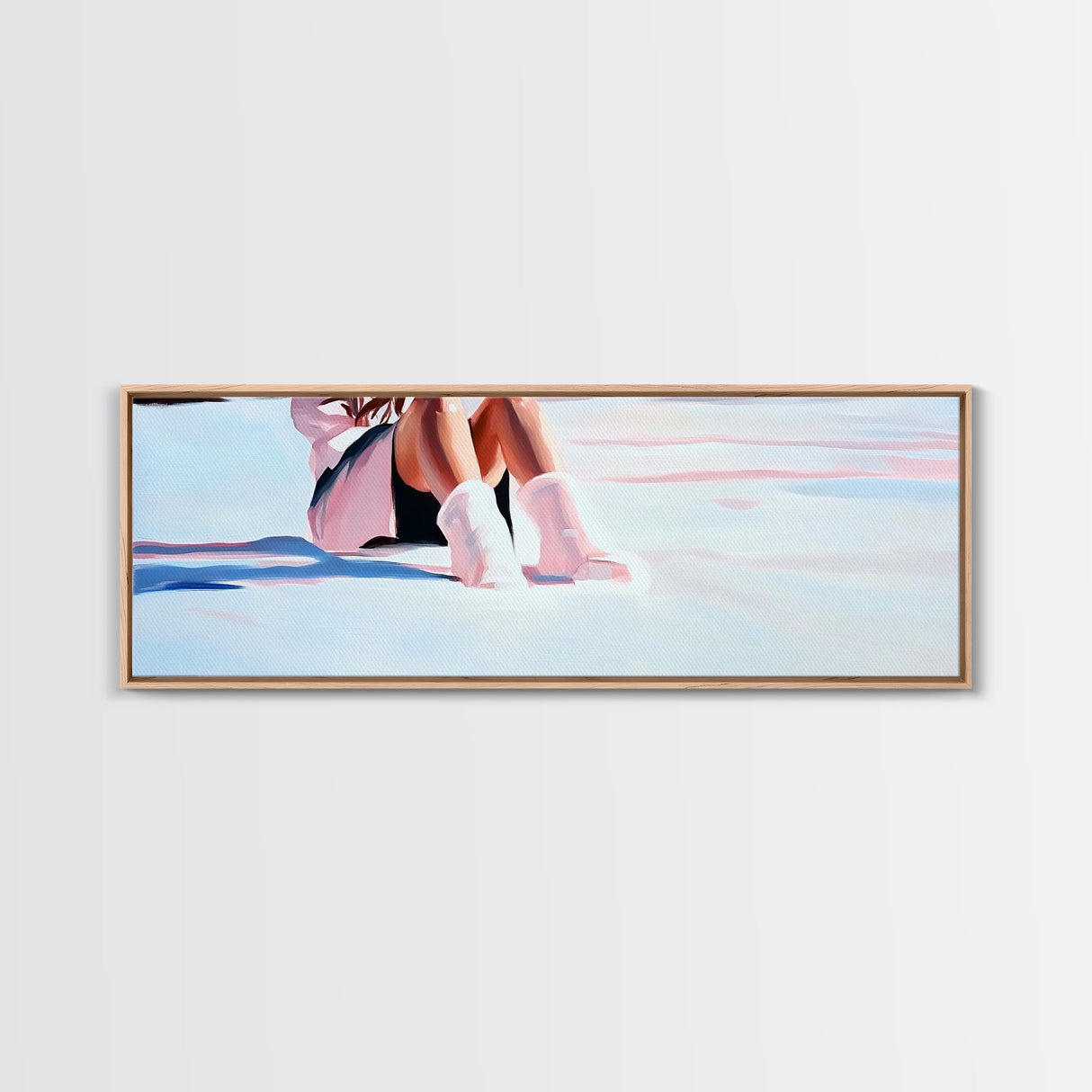 Cozy Winter, Snowy Landscape, Feminine Winter Decor, Soft Pastel Art, Scandinavian Minimalist, Bedroom Aesthetic, Canvas Print