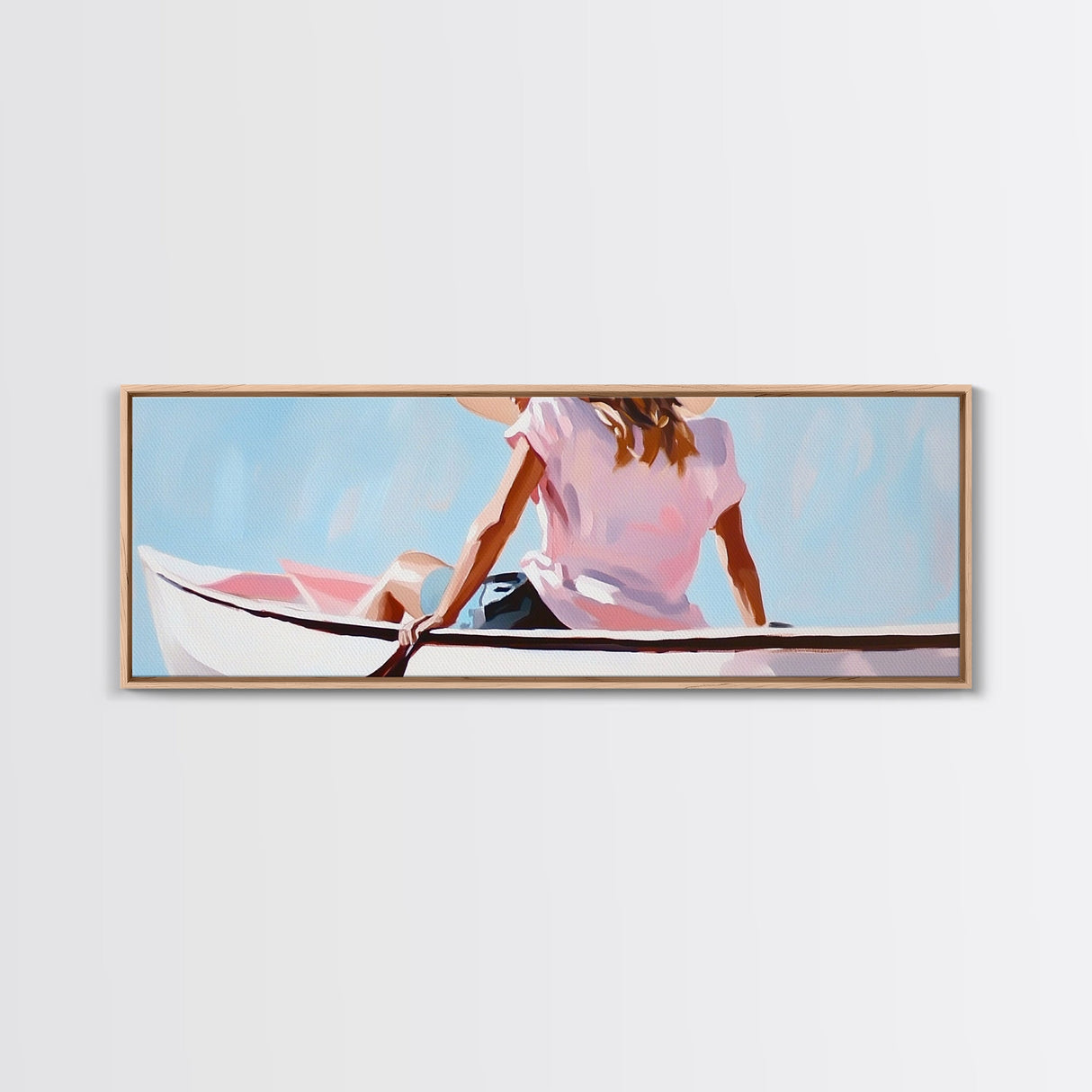 Relaxing Kayak, Pastel Colors, Coastal Wall Decor, Living Room Art, Boho Beach Vibes, Modern Seascape, Canvas Print, Serene Waterscape