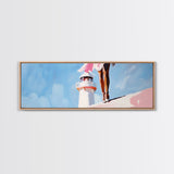 Lighthouse View, Ocean, Feminine, Framed Canvas Print, Coastal Wall Art, Beach Aesthetic, Boho Decor, Nautical Theme, Serene Home Art