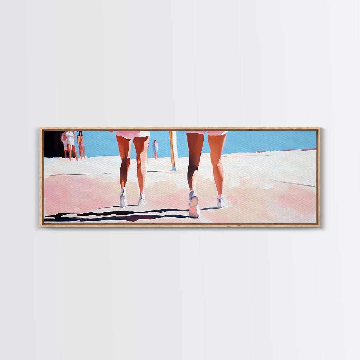 Walking On Sand, Beach Art, Summer Aesthetic, Coastal Canvas Print, Living Room Wall Art, Minimalist Art, Pastel Home Decor