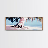 Seaside Tree, Coastal Wall Art, Bedroom Decor, Framed Canvas Print, Serene Landscape, Beach House Aesthetic, Minimalist Nature Painting
