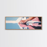 Pink Shores, Modern Landscape, Water Reflection, Soft Tones, Canvas Print, Minimalist Art, Hallway Decor, Tranquil Lake Scene