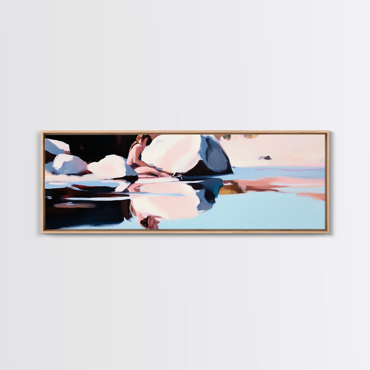 Ocean Breeze, Coastal Bliss, Beach Reflection, Pastel Waves, Canvas Print, Modern Art, Living Room Wall Art, Large Wall Decor