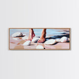 Barefoot, Water, Stones, Canvas Print, Beach Aesthetic, Coastal Artwork, Relaxing Wall Art, Minimalist Decor, Bedroom or Bathroom Art