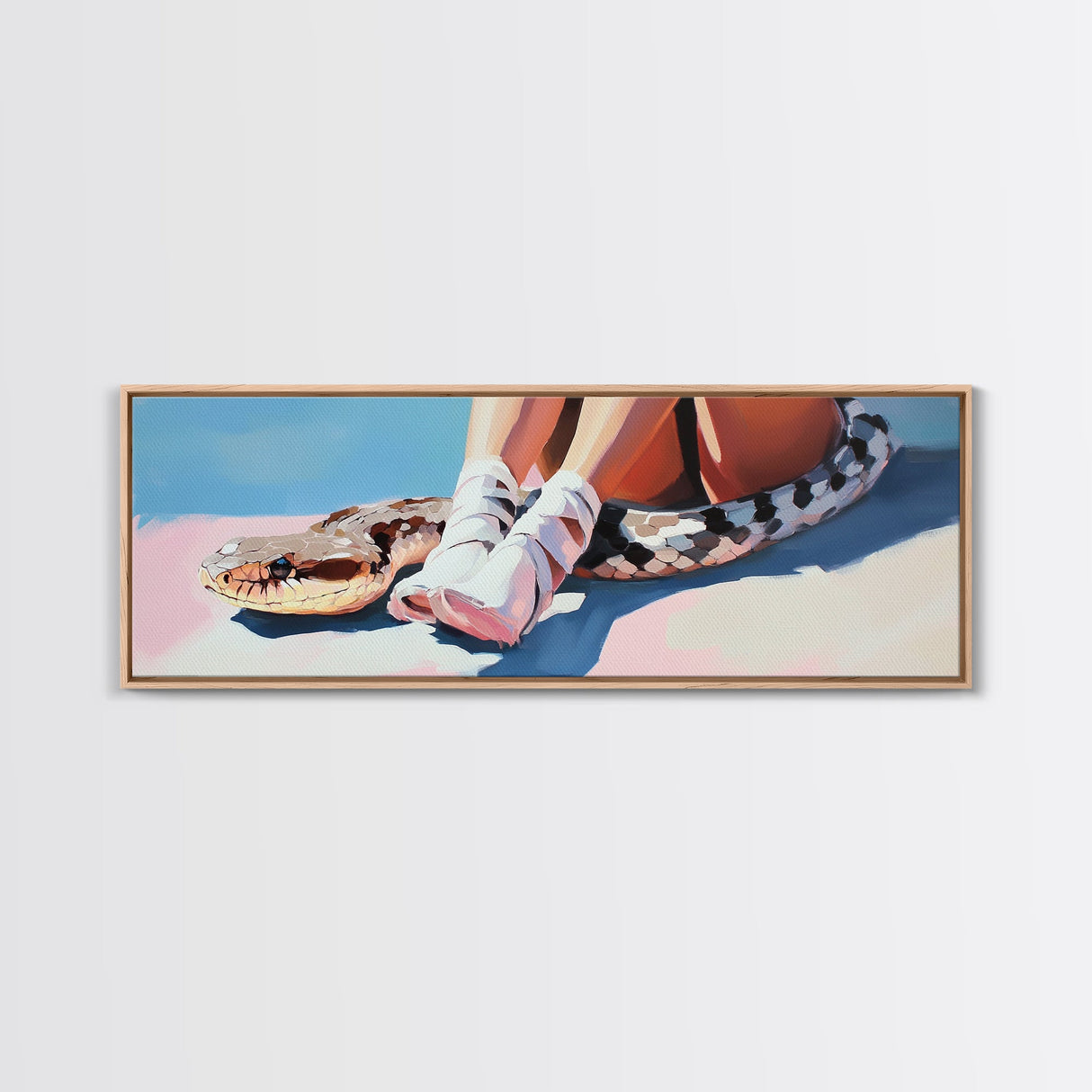 Snake and Ballet Shoes, Surreal Art, Unique Painting, Framed Canvas Print, Edgy Wall Art, Modern Home Decor, Conversation Piece, Bold