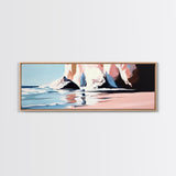 Cliffside Waves, Ocean Reflection, Seaside Landscape, Coastal Art, Beach House Wall Decor, Nautical Print, Framed Canvas Print