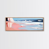 Ocean Waves, Beachscape Art, Coastal Serenity, Tranquil Seaside Scene, Framed Canvas Print, Relaxing Bedroom Wall Decor