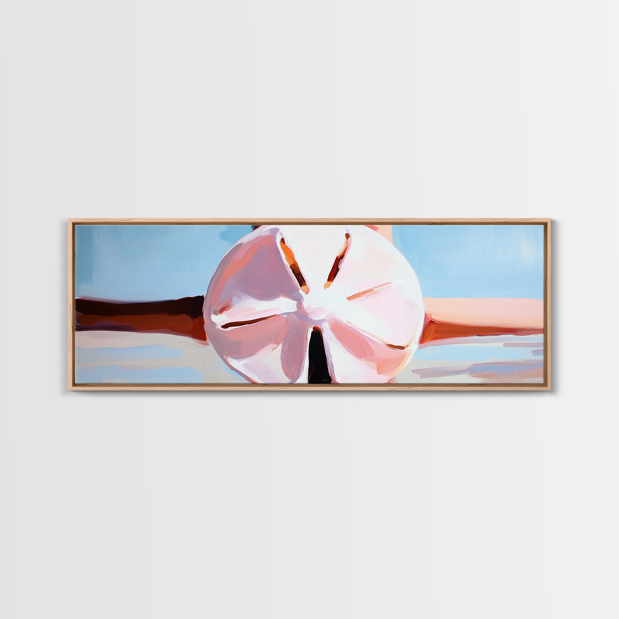 Sand Dollar Art, Coastal Wall Decor, Beach House Art, Nautical Print, Minimalist Ocean Painting, Pastel Seascape, Framed Canvas Print