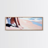 Seaside Relaxation, Beach Painting, Minimalist Ocean Art, Pastel Coastal Decor, Nautical Wall Print, Bedroom Wall Art, Canvas Print