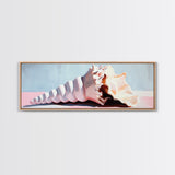 Seashell, Coastal Decor, Ocean Art, Beach House Aesthetic, Nautical Wall Art, Framed Canvas Print, Bathroom Wall Art, Sea Shell Painting