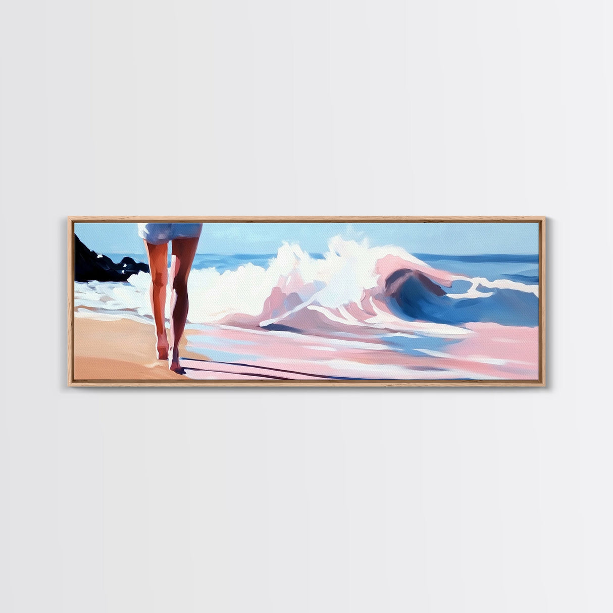 Ocean Waves, Serene Beach, Coastal Decor, Framed Canvas Print, Seascape Wall Art, Minimalist Art, Living Room Wall Art, Summer Aesthetic