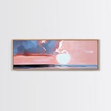 Sunset Glow, Ocean Horizon, Beach Scene, Modern Coastal, Framed Canvas Print, Minimalist Wall Art, Living Room Decor, Gift Idea