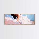 Abstract Ocean Waves, Coastal Wall Art, Beach Aesthetic, Pastel Seascape, Large Canvas Print, Minimalist Art, Living Room Decor