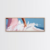 Surfer Wave Art, Coastal Water Print, Abstract Beach Painting, Modern Ocean Aesthetic, Large Canvas Print, Living Room Wall Decor