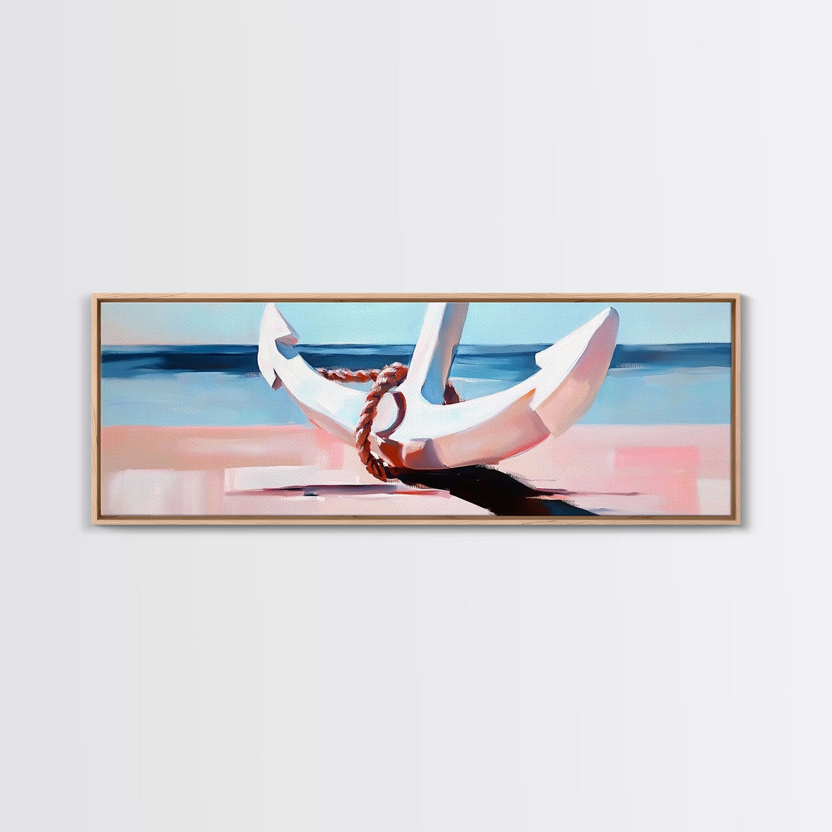 Nautical Anchor, Beach House Art, Coastal Decor, Framed Canvas Print, Ocean Wall Art, Minimalist Seascape, Sailor Aesthetic, Living Room