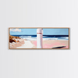 Beach Fence Painting, Coastal Scene Print, Ocean Art, Minimalist Seascape, Large Canvas Print, Living Room Wall Decor, Nautical Art