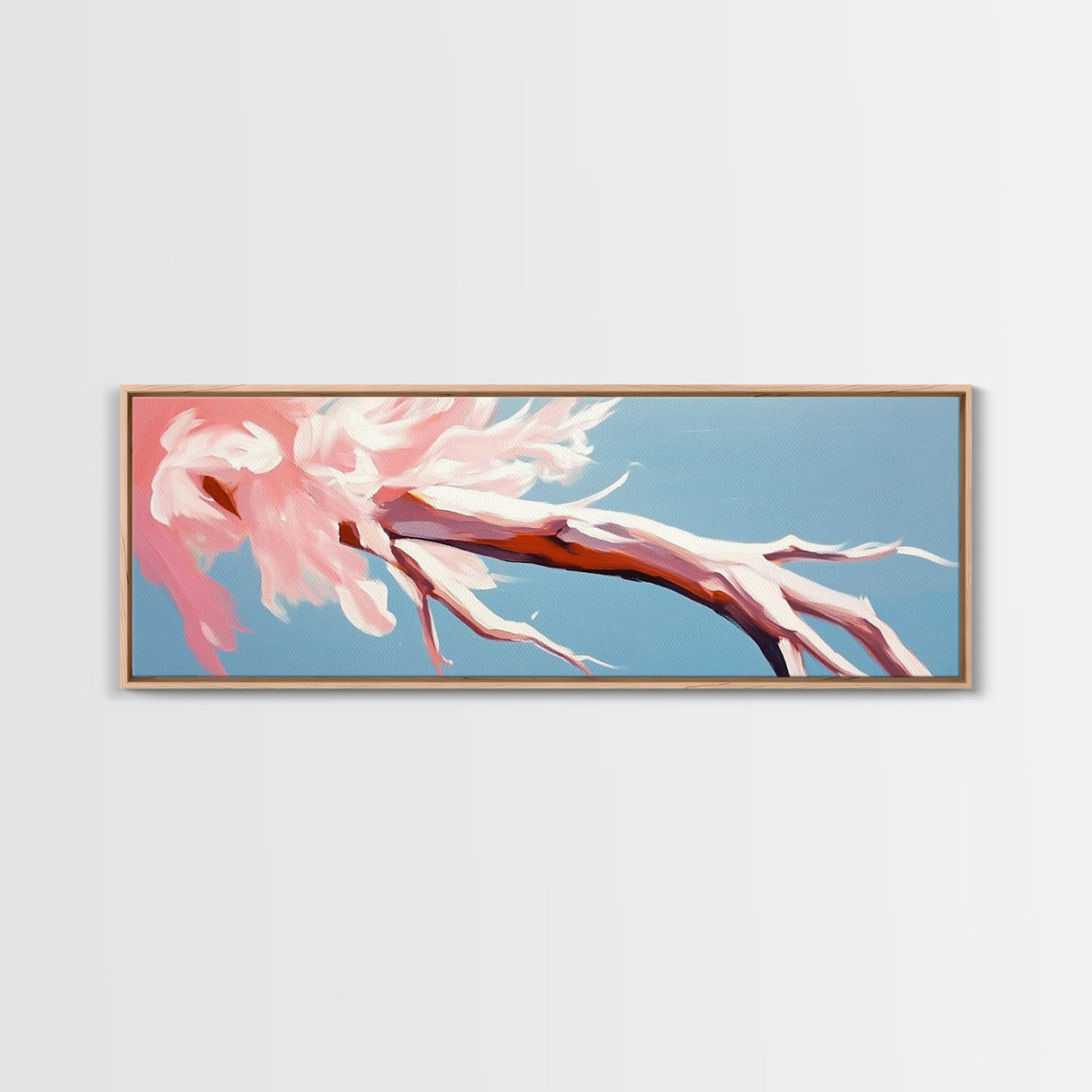 Blossoming Driftwood, Abstract Tree, Whimsical Nature, Framed Canvas Print, Bedroom Wall Art, Soft Pastel Decor, Contemporary Artwork