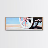 Rustic Wheel, Country Road, Soft Pastel Landscape, Farmhouse Decor, Western Wall Art, Framed Canvas Print, Living Room Aesthetic