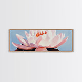 Lotus Flower, Pink Petals, Zen Botanical, Tranquil Nature Art, Meditation Space Decor, Canvas Print, Bathroom Wall Art, Modern Floral
