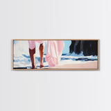 Ocean Waves, Feminine Beach Art, Coastal Minimalist Decor, Framed Canvas Print, Soft Pastel Seaside Art, Nautical Living Room Wall Art
