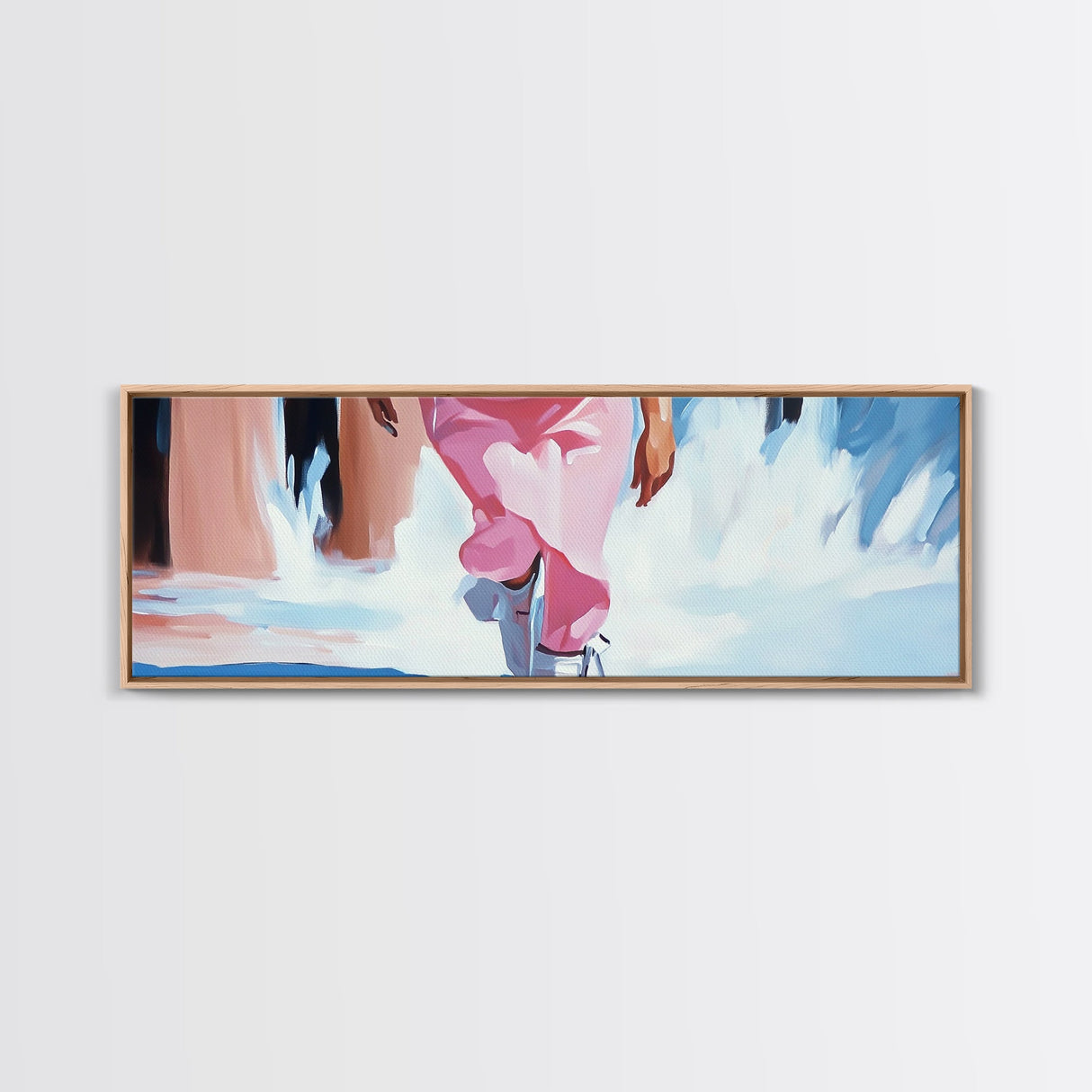Beach Walk, Coastal Wall Art, Seascape Painting, Soft Pastel Home Decor, Minimalist Beach Aesthetic, Framed Canvas Print, Ocean Art