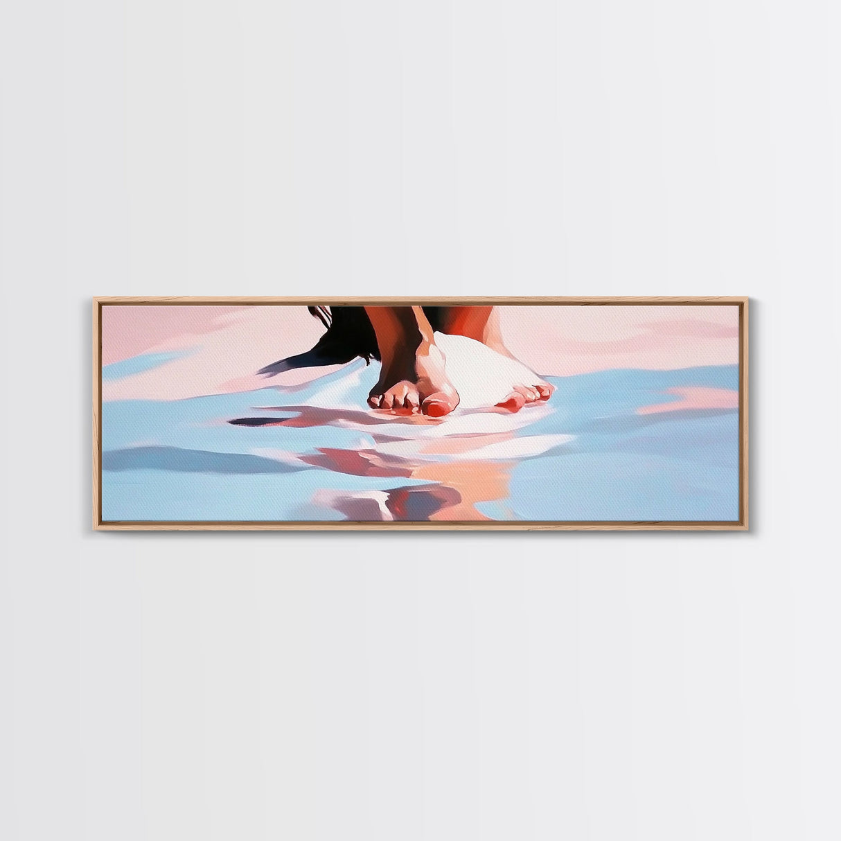 Barefoot Reflection, Beach Wall Art, Ocean Painting, Minimalist Coastal Decor, Modern Seascape, Framed Canvas Print, Boho Home Aesthetic