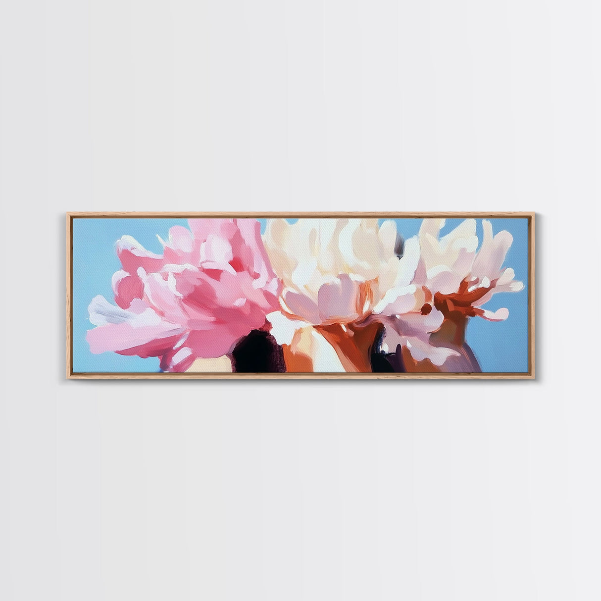 Blooming Peonies, Soft Floral Art, Pastel Wall Decor, Framed Canvas Print, Romantic Aesthetic, Bedroom Wall Art, Feminine Style