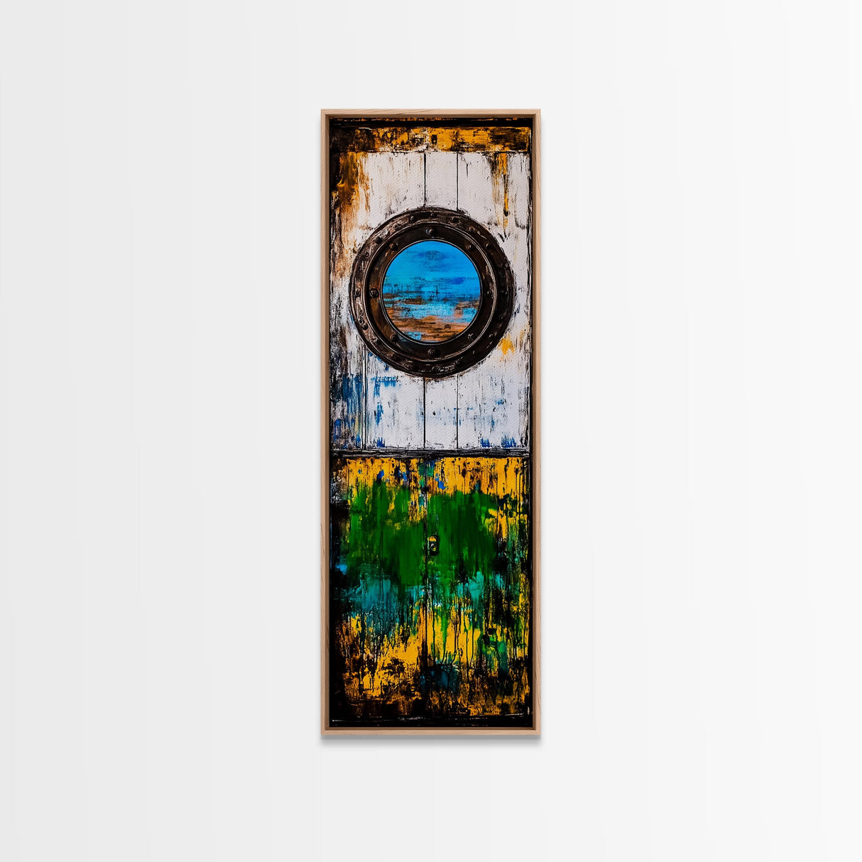 Nautical Window, Rustic Wood, Coastal Home, Canvas Print, Ocean View, Maritime Wall Art, Beach House Decor, Living Room Wall Art