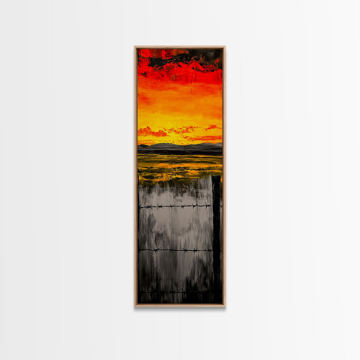 Sunset Fence, Fiery Sky, Bold Colors, Canvas Print, Western Landscape, Rustic Home Decor, Ranch Wall Art, Farmhouse Living Room