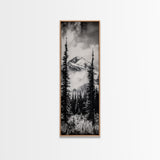 Snowy Mountains, Black and White, Misty Pines, Canvas Print, Winter Wall Art, Nature Photography, Lodge Decor, Cabin Wall Art