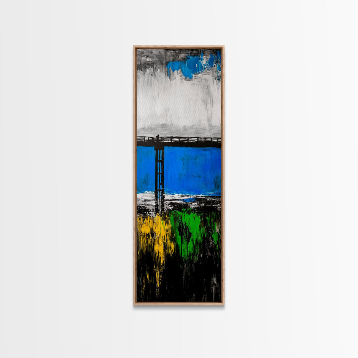 Bridge, Blue Water, Modern Abstract, Canvas Print, Contemporary Art, Urban Landscape, Minimalist Wall Art, Office Decor, Unique Home Art