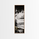 Coastal Serenity, Black White Landscape, Ocean Horizon Art, Minimalist Beach Scene, Modern Home Decor, Framed Canvas Print