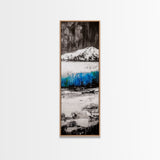 Mountain Reflection, Blue Lake Art, Nature Canvas Print, Black White Wall Art, Landscape Painting, Large Artwork, Minimalist Decor