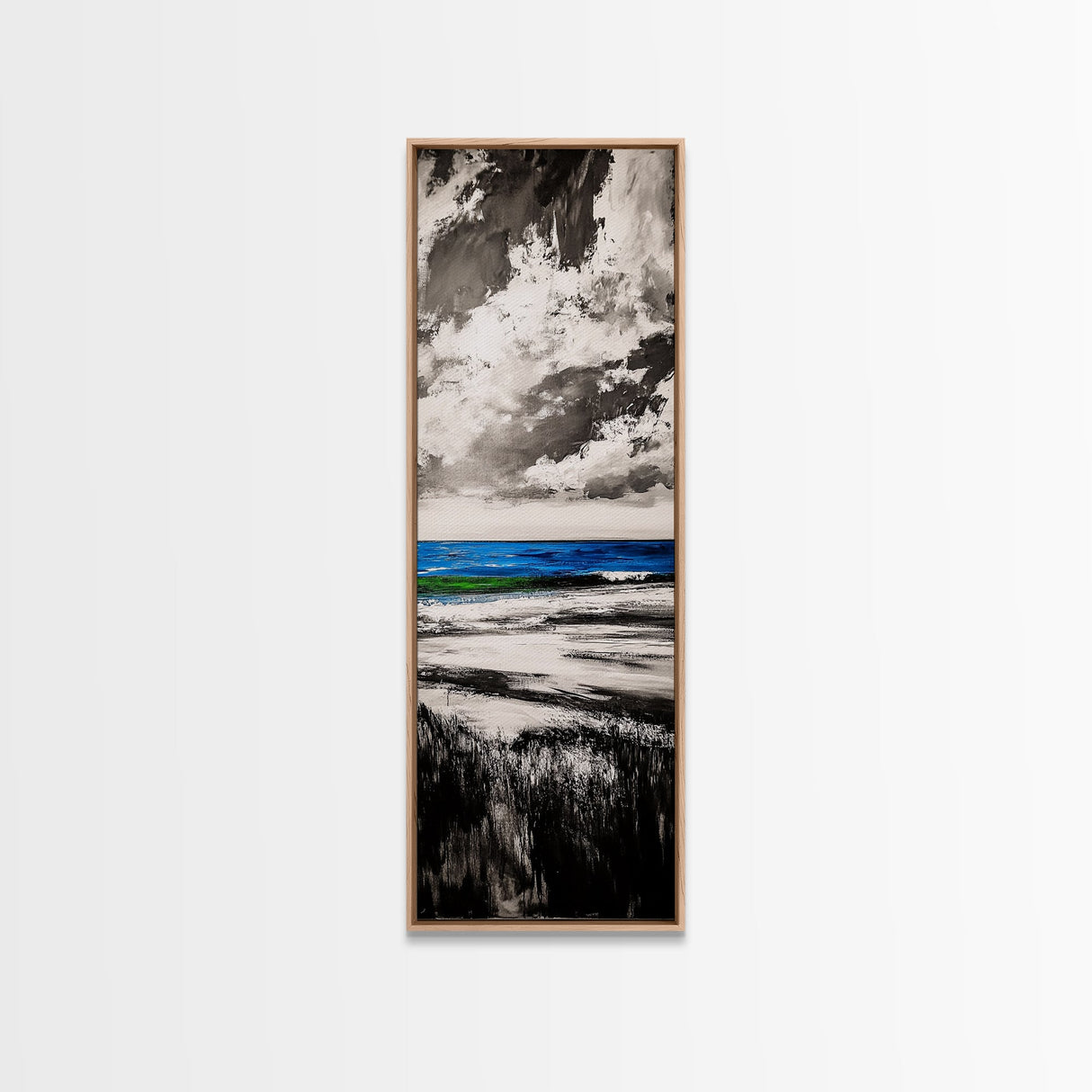Tranquil Ocean View, Coastal Landscape Art, Blue Waters, Minimalist Beach Scene, Canvas Print, Living Room Decor, Serene Nature Art