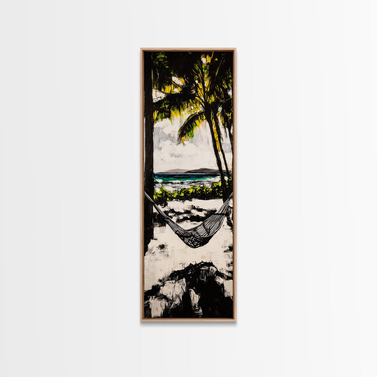 Hammock Beach View, Tropical Wall Art, Relaxing Coastal Scene, Boho Art, Canvas Print, Bedroom Decor, Palm Tree Art, Tranquil Vibes
