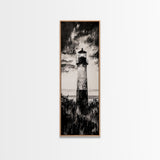 Lighthouse Silhouette, Coastal Wall Art, Nautical Decor, Canvas Print, Black and White Art, Seaside Home Decor, Minimalist Ocean Scene