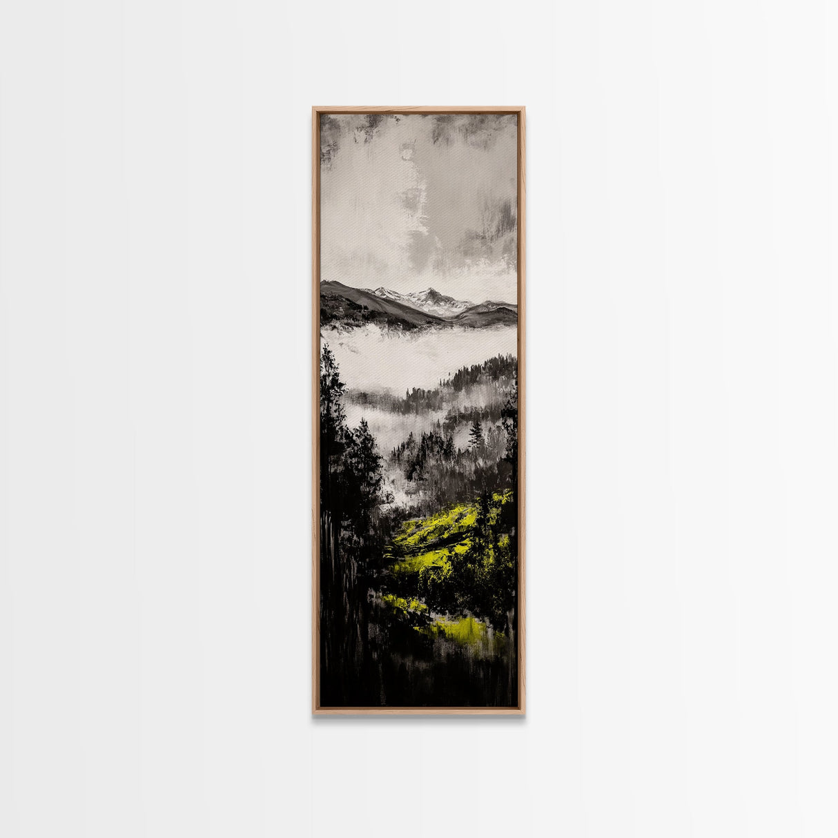 Misty Peaks, Mountain View, Landscape Art, Wilderness Wall Art, Framed Canvas Print, Cabin Decor, Outdoor Enthusiast Gift, Nature Scene