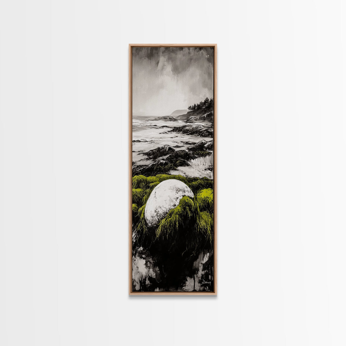 Coastal Rock, Ocean Landscape, Framed Canvas Print, Seascape Wall Art, Beach House Decor, Nautical Artwork, Minimalist Art, Bedroom Art